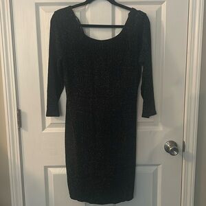 Black glitter stretch mini dress